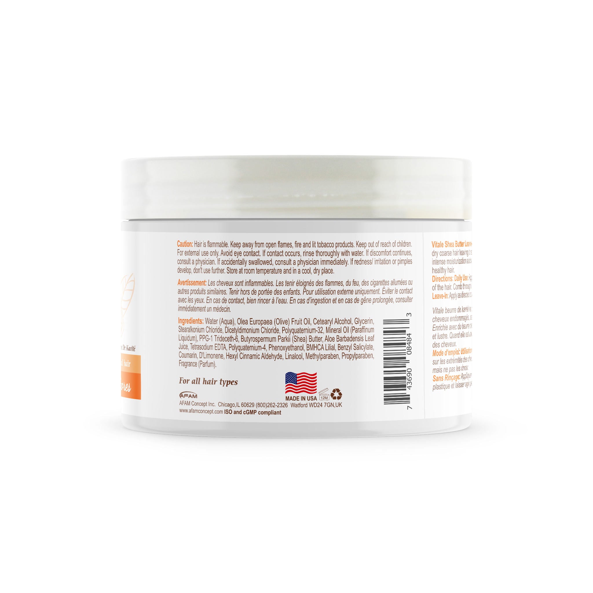 Vitale Shea Butter Leave-in Conditioner Creme - Back - AFAM