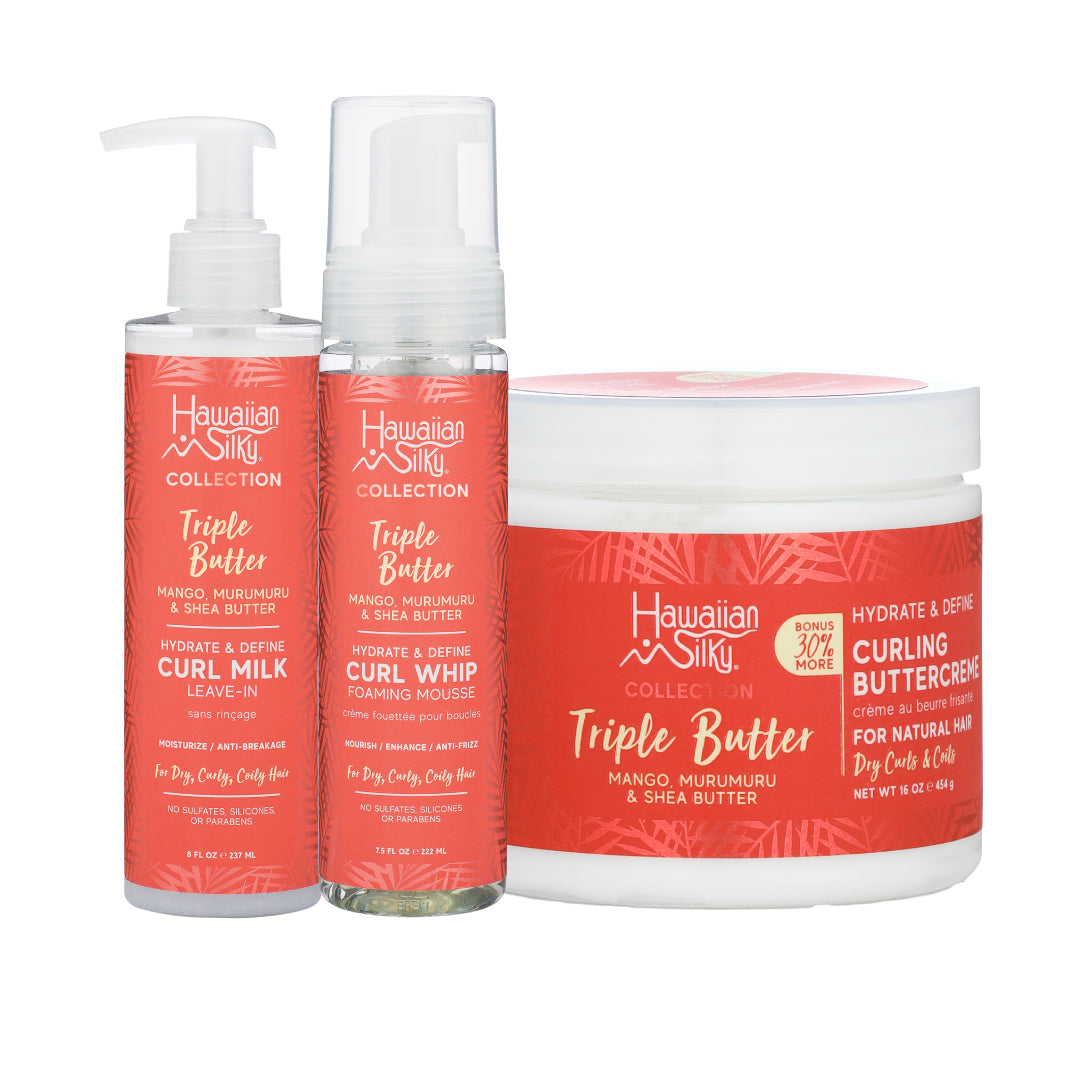 Hawaiian Silky Triple Butter Styling Trio for Defined Curls