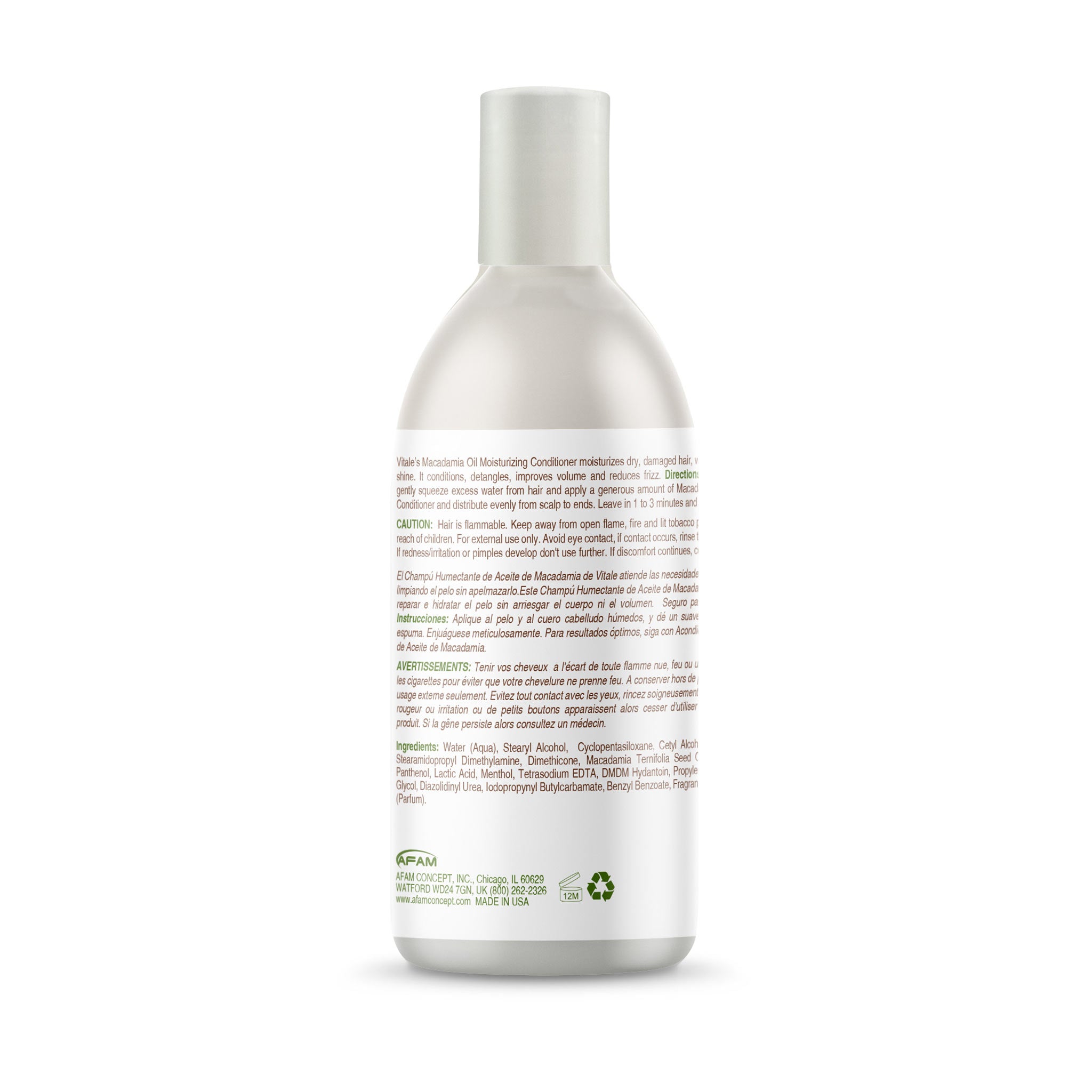 Vitale Macadamia Oil Moisturizing Conditioner Back Label